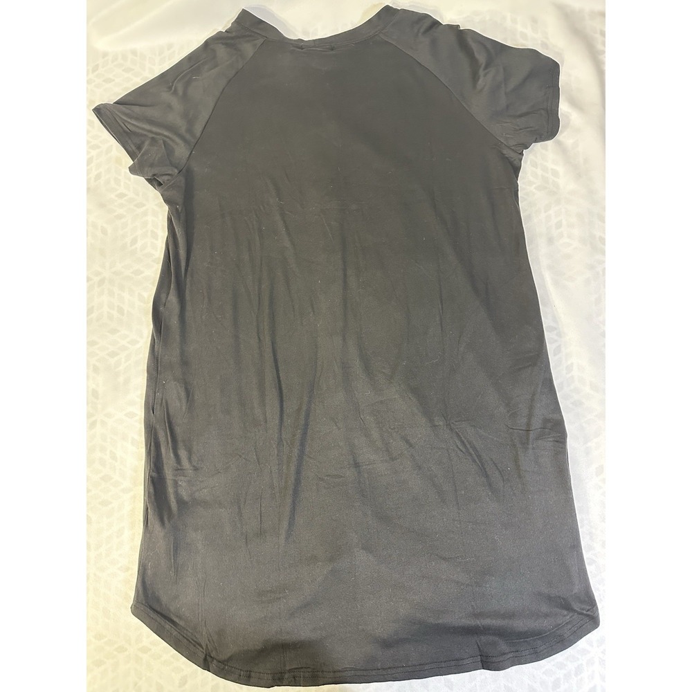 Ekouner Women's Black Dress Large Short Sleeve, Knee Length - Picture 4 of 7